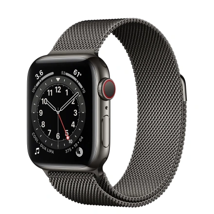 Apple Watch Series 6 GPS + Cellular 40mm Graphite Stainless Steel Case with Graphite Milanese Loop (MG2U3, M06Y3)